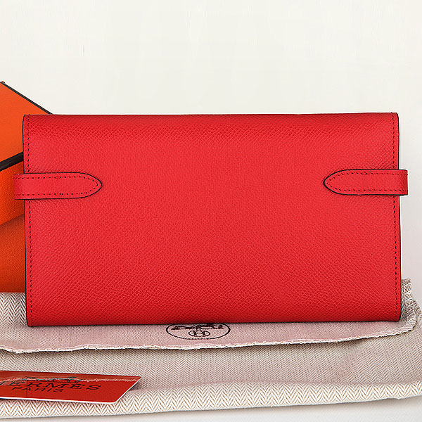 Hermes Kelly Original Saffiano Leather Bi-Fold Wallet A708 Red