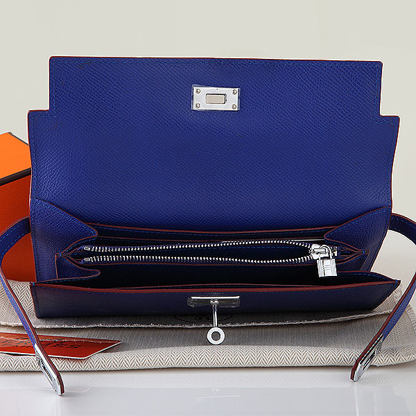 Hermes Kelly Original Saffiano Leather Bi-Fold Wallet A708 RoyalBlue