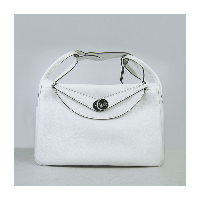 Hermes Lindy 30CM Havanne Shoulder Bag White