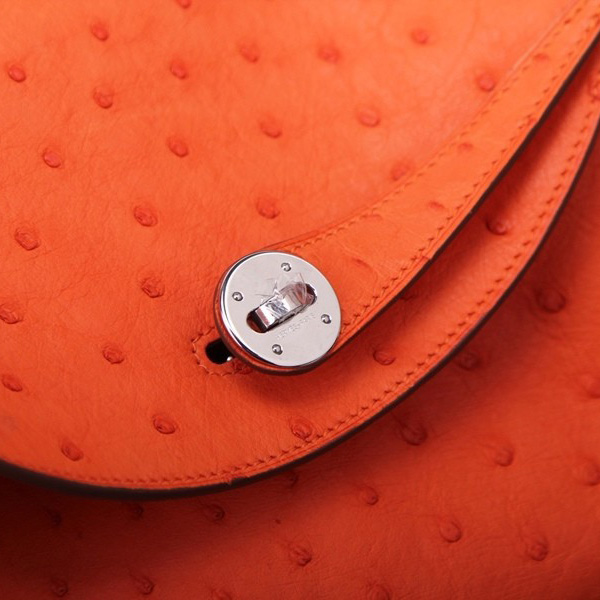 Hermes Lindy 30CM Ostrich leather Shoulder Bag Orange