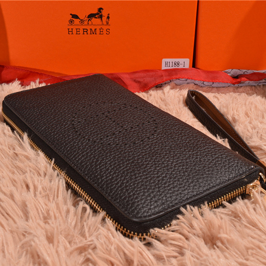 Hermes Long Zip Wallet A1188 Black