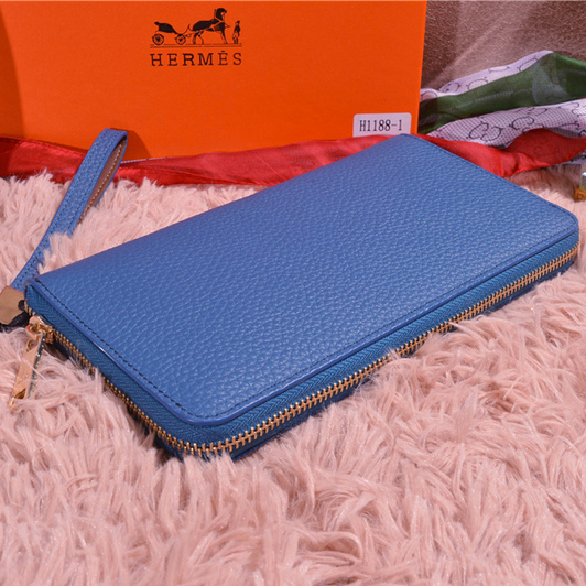 Hermes Long Zip Wallet A1188 Blue