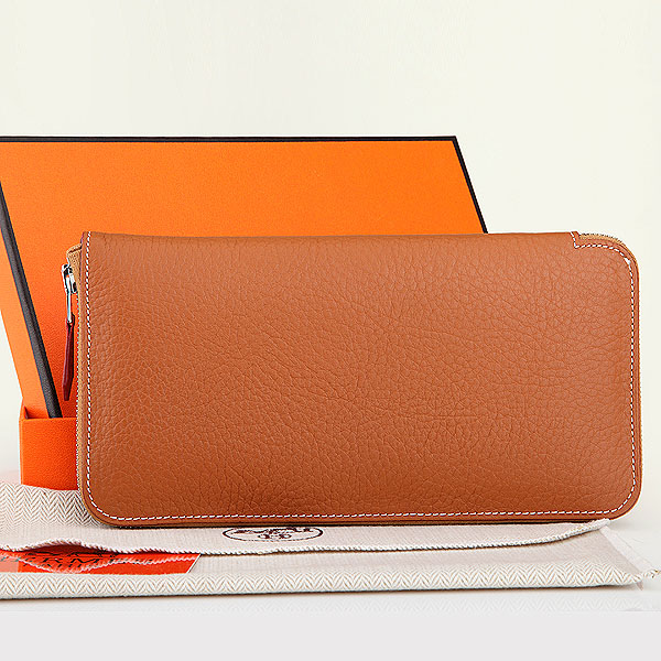 Hermes Zipper Wallet Original Clemence Leather A309 Camel