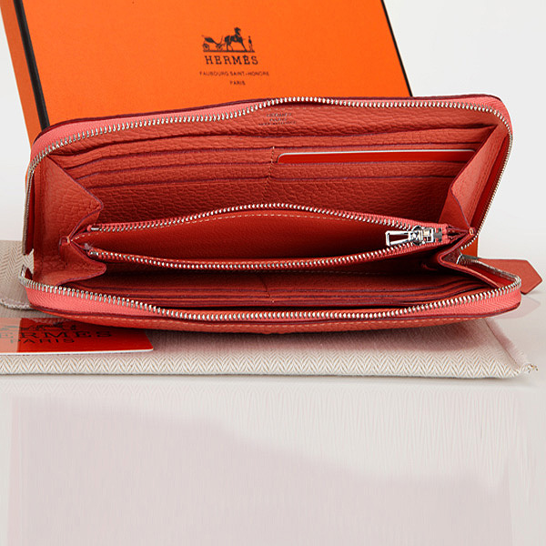 Hermes Zipper Wallet Original Clemence Leather A309 Dark Pink