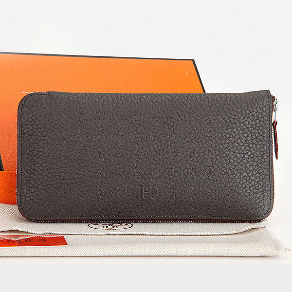 Hermes Zipper Wallet Original Clemence Leather A309 Graphite