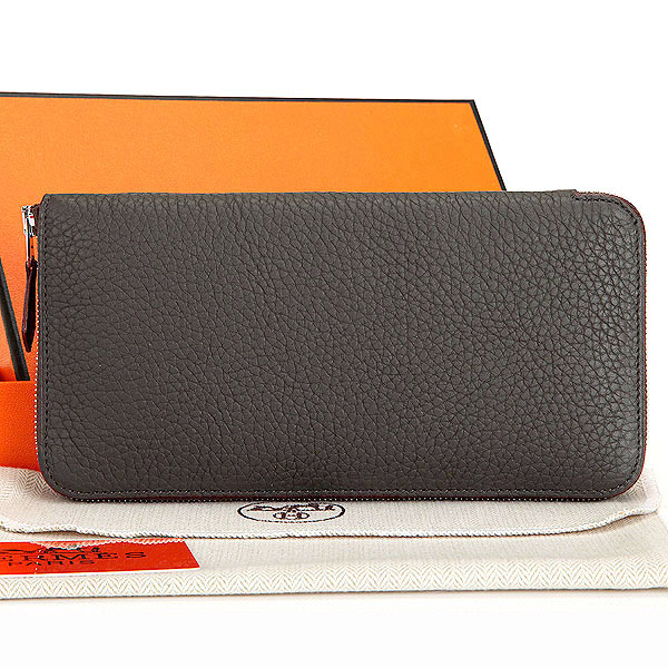 Hermes Zipper Wallet Original Clemence Leather A309 Graphite