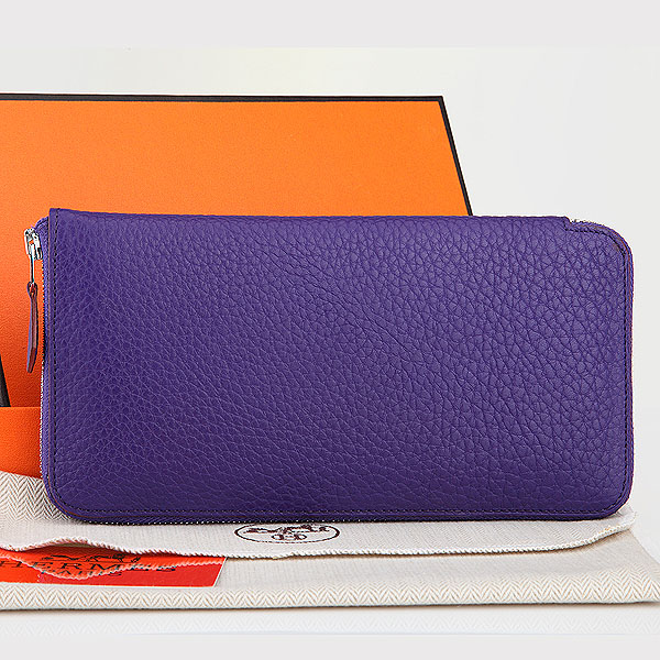 Hermes Zipper Wallet Original Clemence Leather A309 Purple