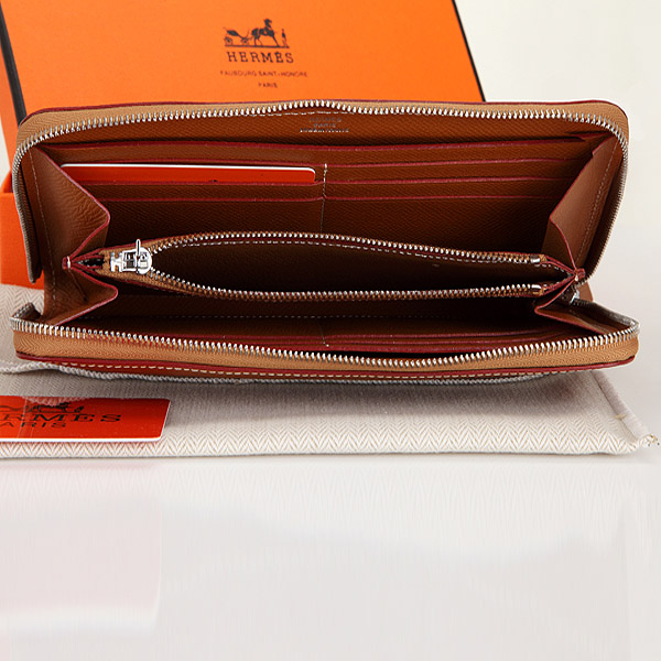 Hermes Zipper Wallet Original Saffiano Leather A309 Camel