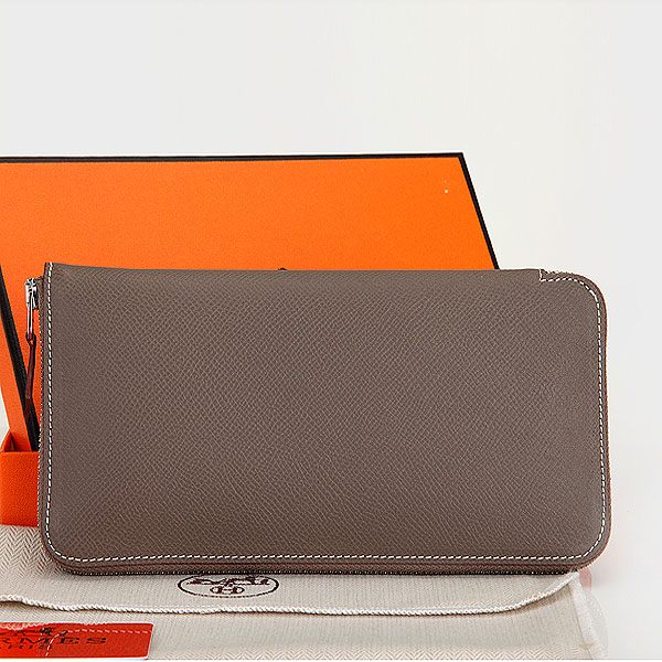 Hermes Zipper Wallet Original Saffiano Leather A309 Dark Gray