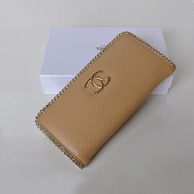 Hot Style Chanel CC Logo Long Zippy Wallet 0820 in Apricot