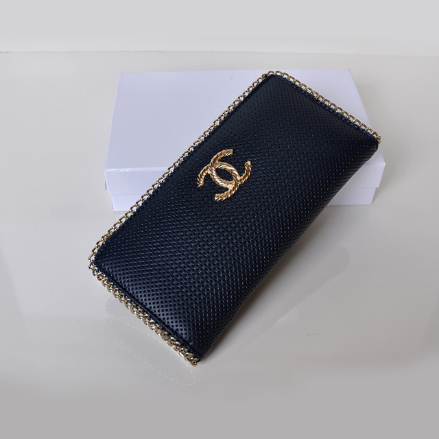 Hot Style Chanel CC Logo Long Zippy Wallet 0820 in Blue