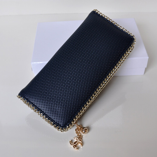 Hot Style Chanel CC Logo Long Zippy Wallet 0820 in Blue