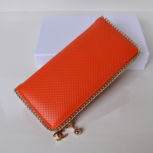 Hot Style Chanel CC Logo Long Zippy Wallet 0820 in Orange