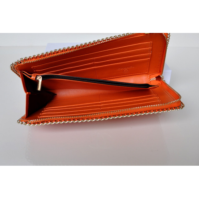 Hot Style Chanel CC Logo Long Zippy Wallet 0820 in Orange