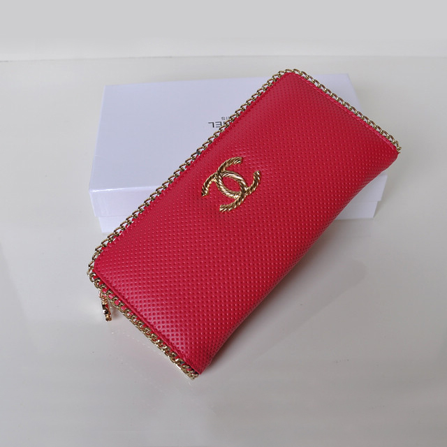 Hot Style Chanel CC Logo Long Zippy Wallet 0820 in Peach