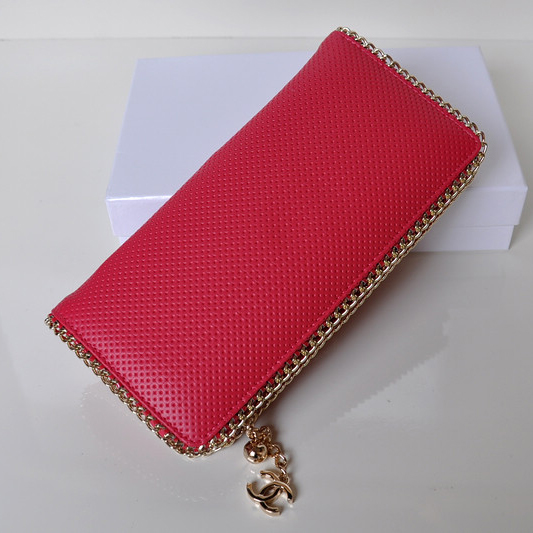 Hot Style Chanel CC Logo Long Zippy Wallet 0820 in Peach