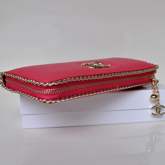 Hot Style Chanel CC Logo Long Zippy Wallet 0820 in Peach