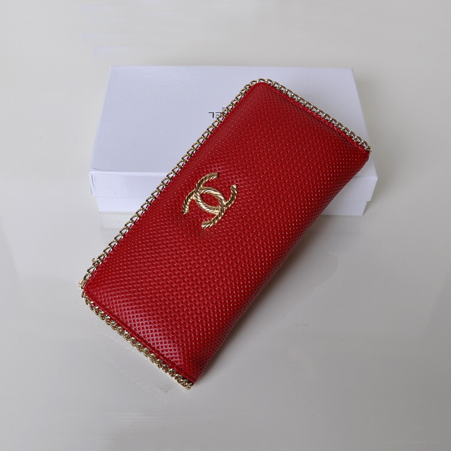 Hot Style Chanel CC Logo Long Zippy Wallet 0820 in Red