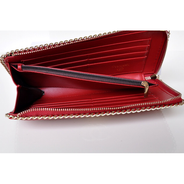 Hot Style Chanel CC Logo Long Zippy Wallet 0820 in Red