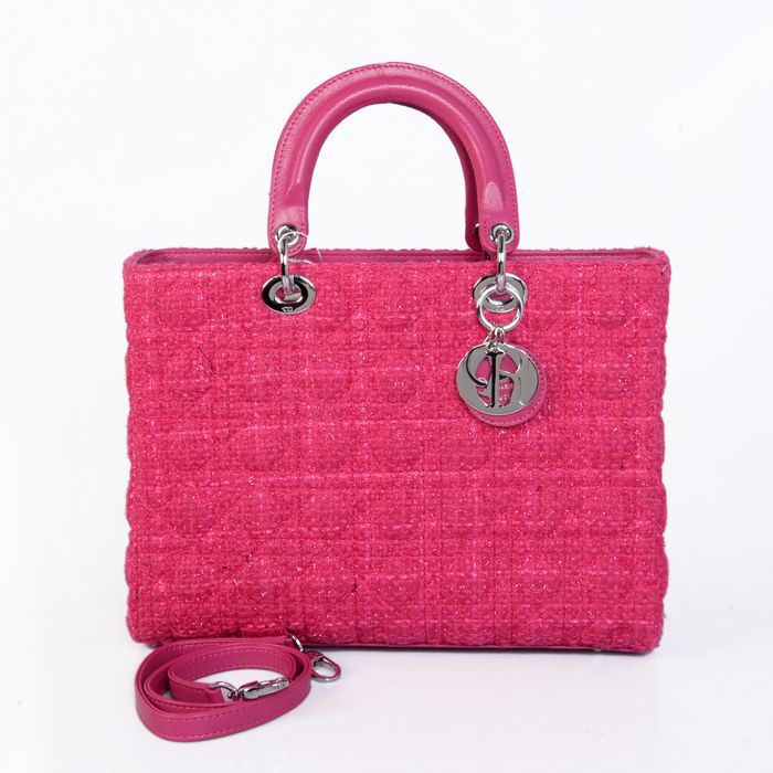 Lady Dior Bag Fabric Middle Bag D1667 Rose