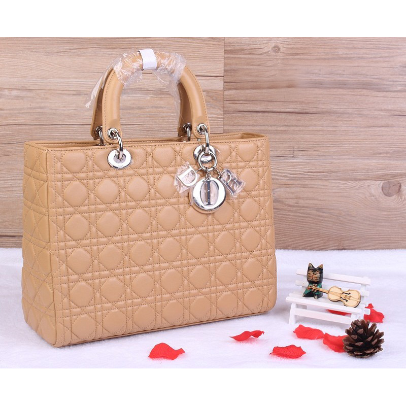 Lady Dior Bag Medium Bag Sheepskin Leather D1667 Apricot