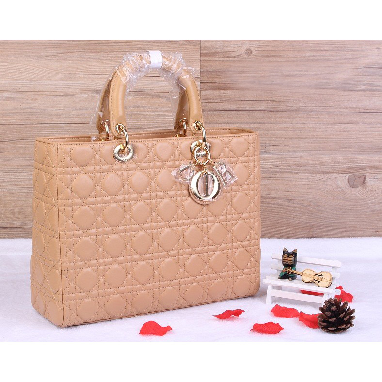 Lady Dior Bag Medium Bag Sheepskin Leather D1667 Apricot