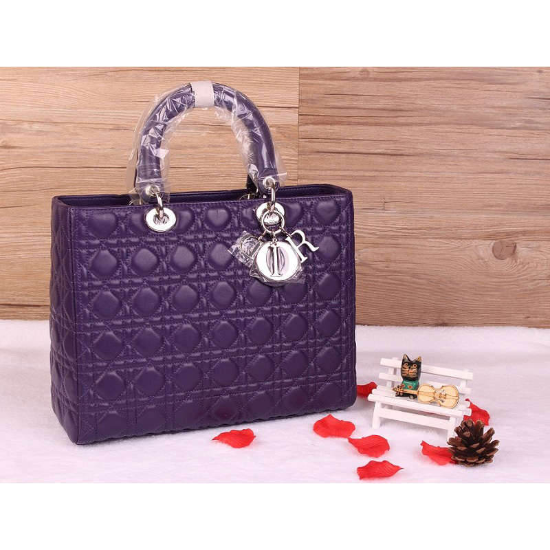 Lady Dior Bag Medium Bag Sheepskin Leather D1667 DarkPurple