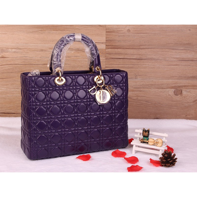 Lady Dior Bag Medium Bag Sheepskin Leather D1667 DarkPurple