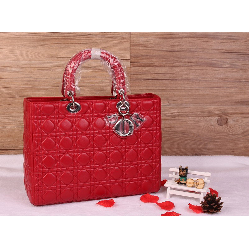 Lady Dior Bag Medium Bag Sheepskin Leather D1667 Red