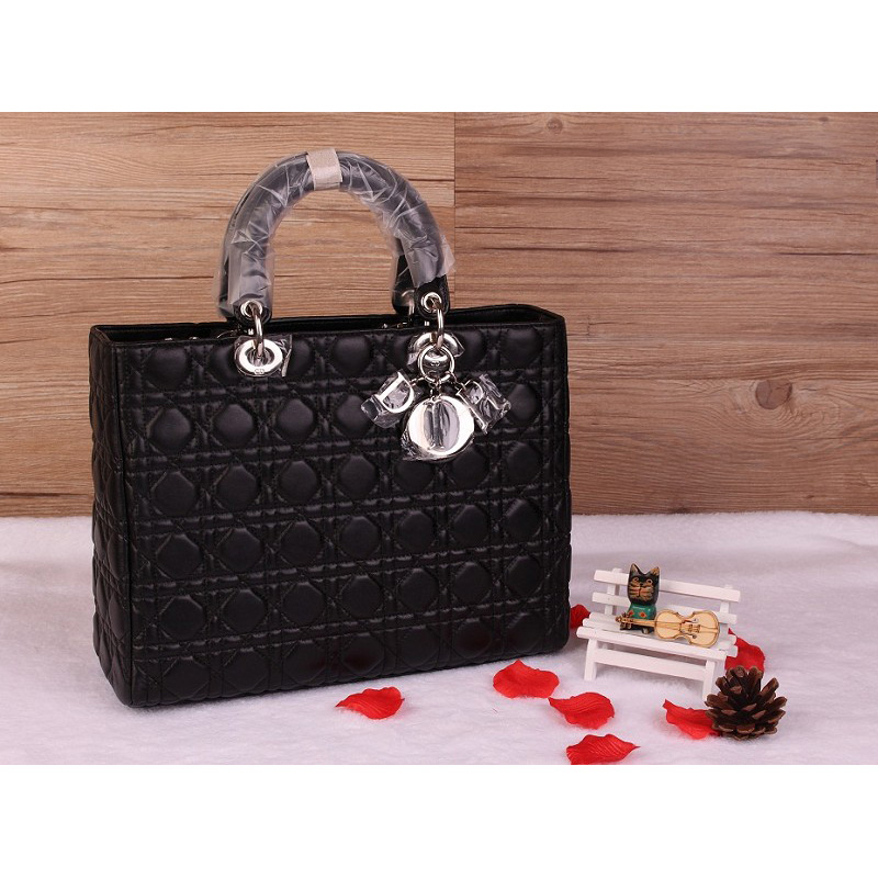 Lady Dior Bag Medium Bag Sheepskin Leather D9603 Black