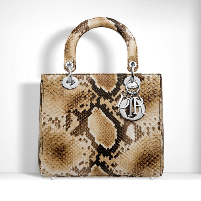 Lady Dior bag in gold-tone python