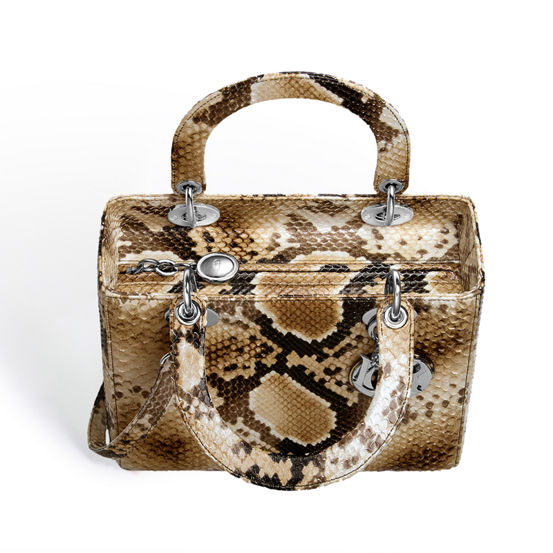 Lady Dior bag in gold-tone python