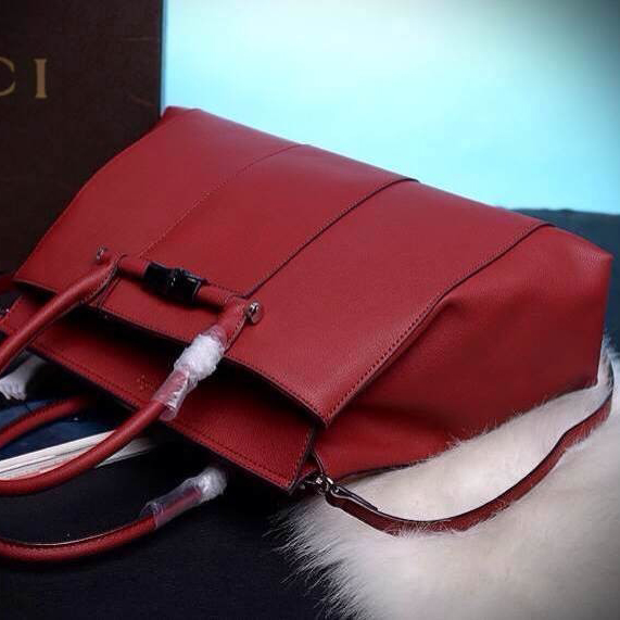 Lady bamboo leather and python top handle bag 370815 Red