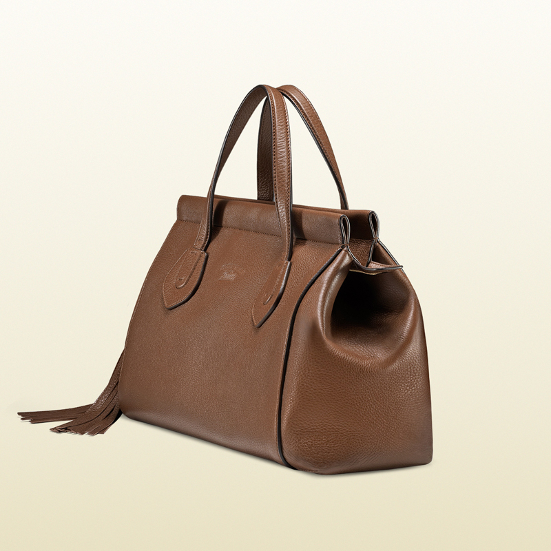 Lady tassel leather top handle bag