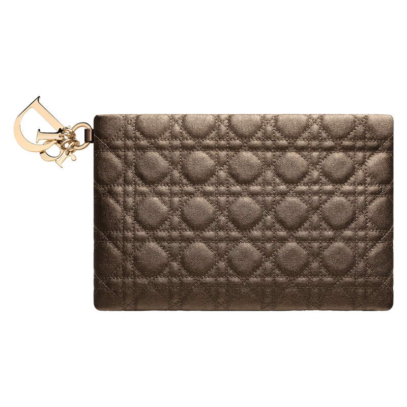 Large Dior Panarea pouch in bronze coated-canvas