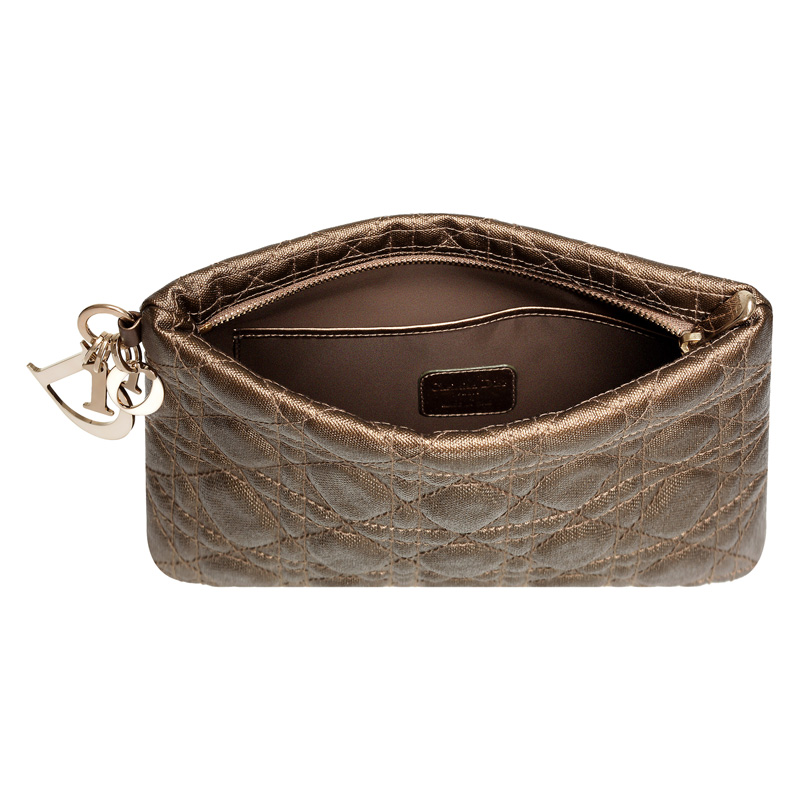 Large Dior Panarea pouch in bronze coated-canvas