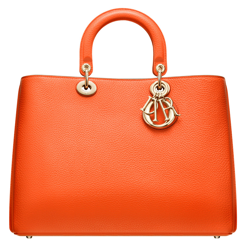 Large Tangerine leather Diorissimo bag