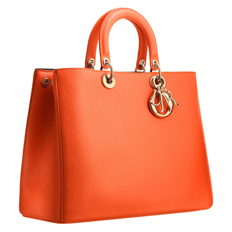 Large Tangerine leather Diorissimo bag