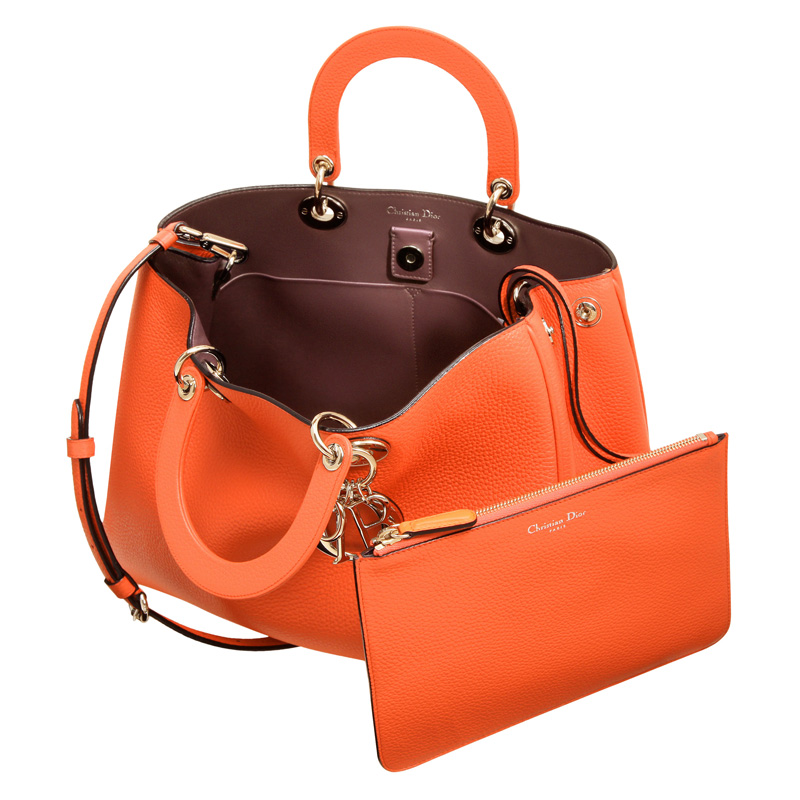 Large Tangerine leather Diorissimo bag