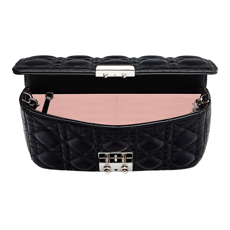 Large black leather Miss Dior Promenade pouch