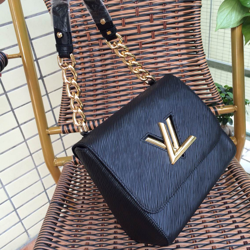 Louis Vuitton EPI Leather Chain Louise Shoulder Bag M48618 Black