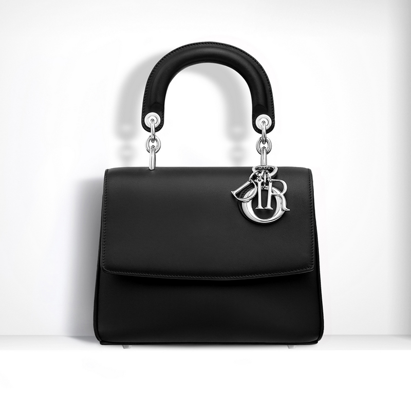 Mini Be Dior flap bag in black leather