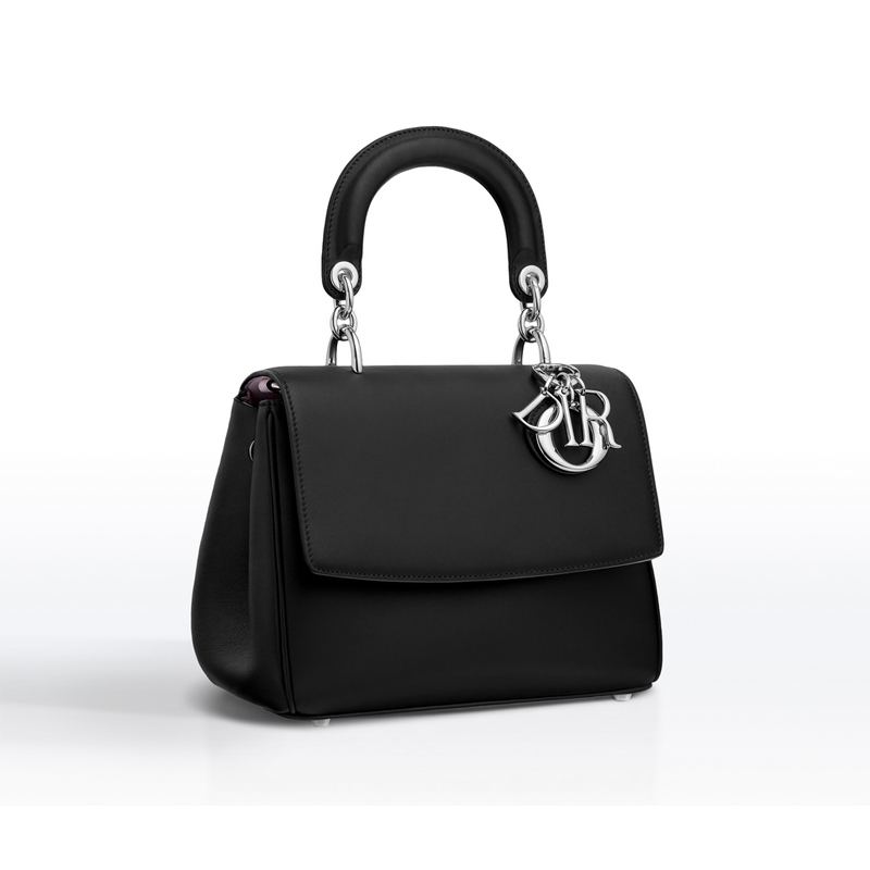 Mini Be Dior flap bag in black leather