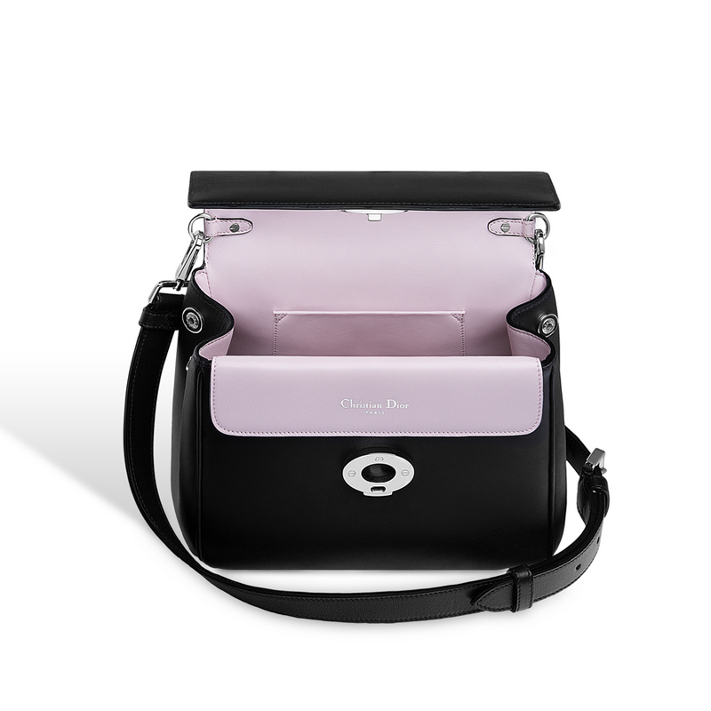 Mini Be Dior flap bag in black leather