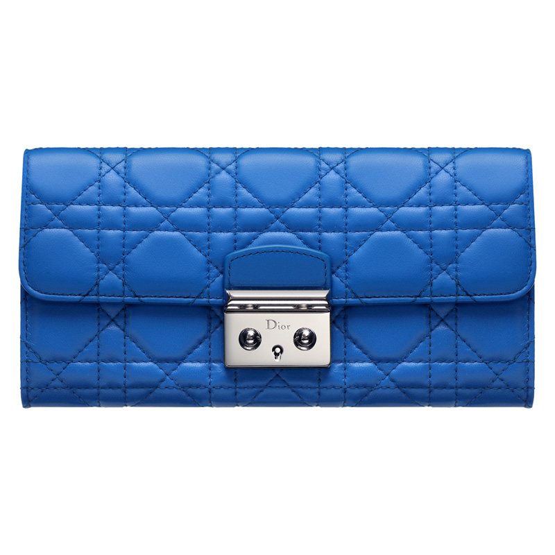 Miss Dior Decouverte wallet in Bleu Persan leather