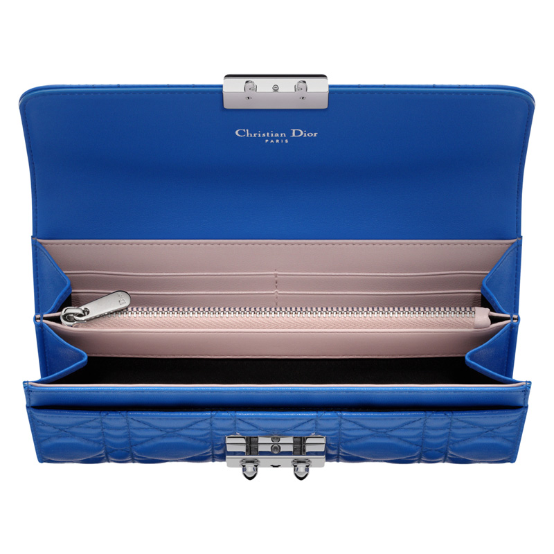 Miss Dior Decouverte wallet in Bleu Persan leather