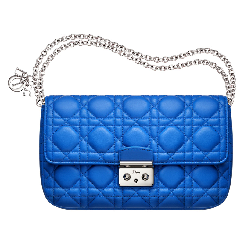 Miss Dior Promenade large pouch in Bleu Persan leather