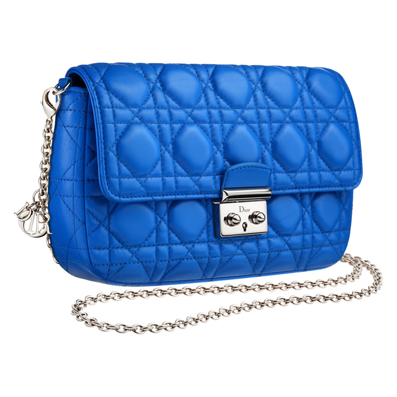 Miss Dior Promenade large pouch in Bleu Persan leather