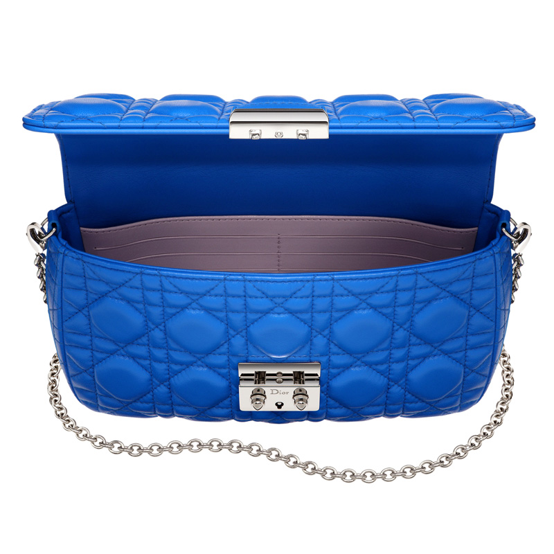 Miss Dior Promenade large pouch in Bleu Persan leather