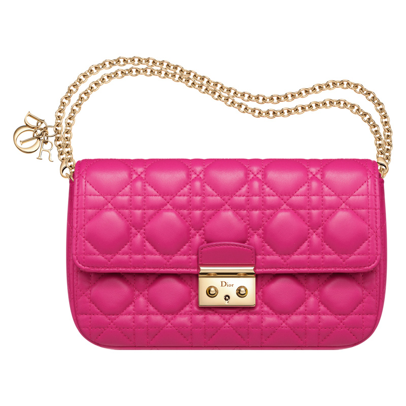 Miss Dior Promenade large pouch in Fuchsia leather